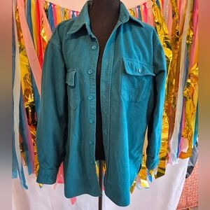 Vintage L.L. Bean Thick Teal Chamois Cloth Shirt. Size 16